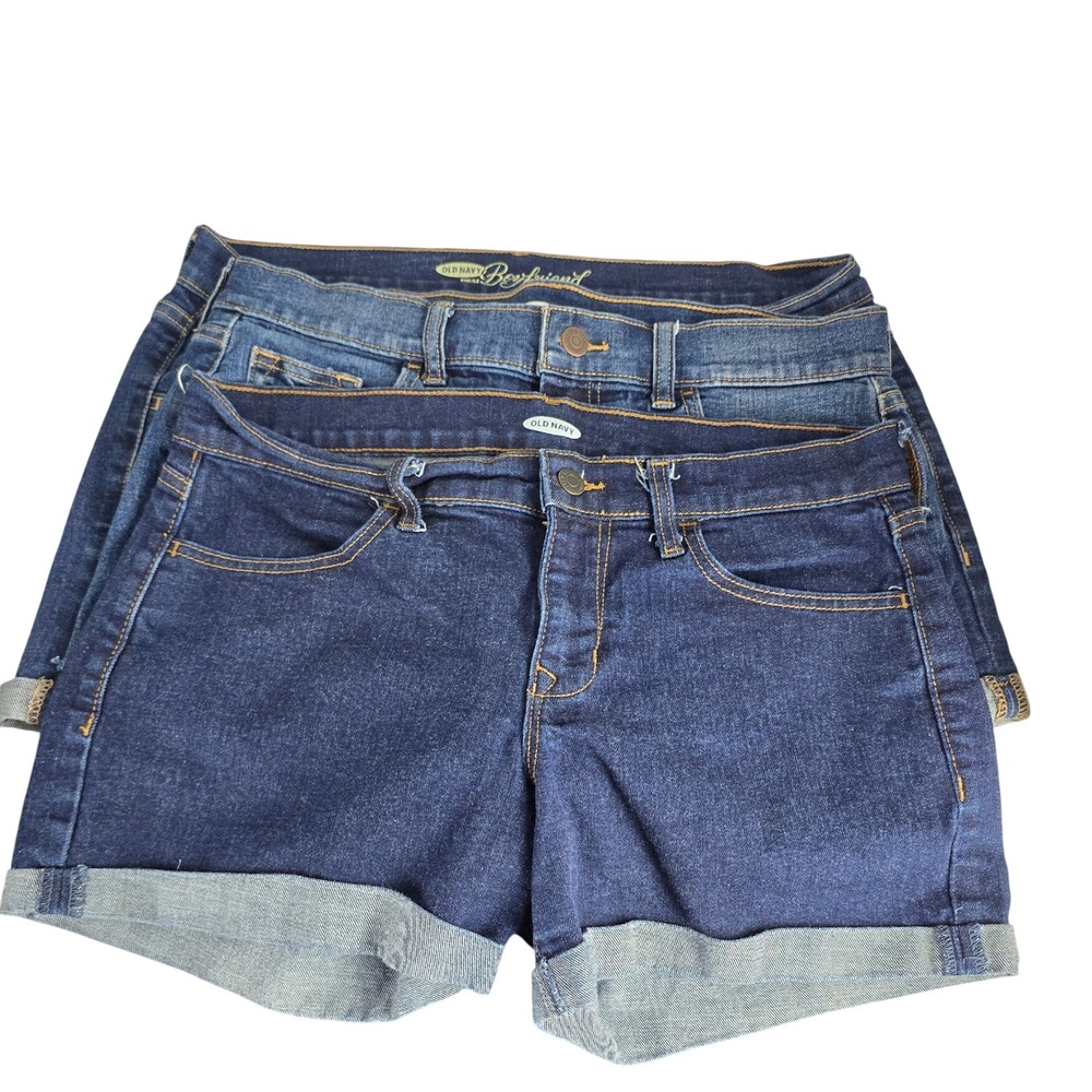 Old Navy Denim Shorts Womens 8 10 Bundle 3pc Blue Boyfriend Raw Hem Summer